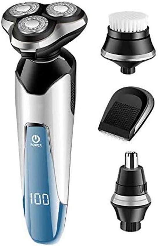 Electric Shavers for Men Head Shavers for Bald Men with LED Display Faster-Charging 3D Floating Waterproof Electric Razors with Hair ClippersNose Hair Trimmer &amp Facial Cleansing Brush