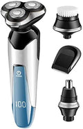 Electric Shavers for Men Head Shavers for Bald Men with LED Display Faster-Charging 3D Floating Waterproof Electric Razors with Hair ClippersNose Hair Trimmer &amp Facial Cleansing Brush