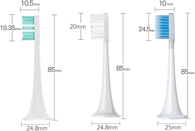 Compatible for Mijia T300/T500/T700 Sonic Toothbrush Heads Replaceable Refill Nozzles 4 Colors with Caps 4/20Pcs(10White10Blue)