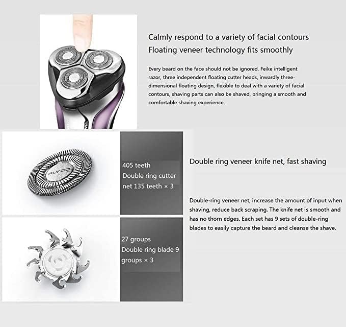 Electric Razor Rechargeable Electric Shaver Waterproof Wet &amp Dry Rotary Shavers for Men Electric Shaving Razors with Pop-up Trimmer