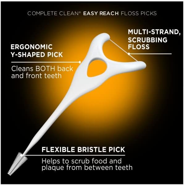DenTek Complete Clean Easy Reach Floss Picks No Break &amp No Shred Floss 75 Count (Pack of 12)