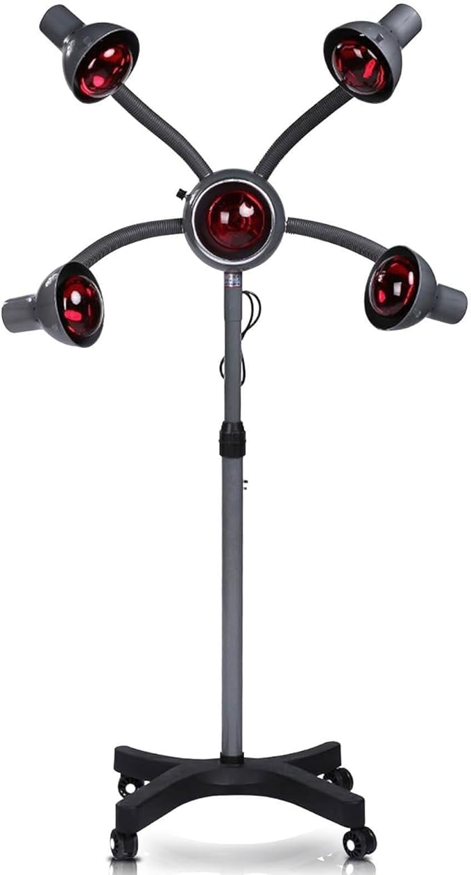 950W Infrared Heat Lamp Red Light5 Head Portable Floor Hair Dryer Stand Up Color Processor Styling Perming Dryer Accelerator for Hair Styling and Care