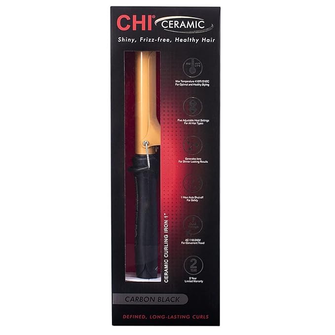 CHI 1875 Hair Dryer &amp CHI 1 Ceramic Curling Iron Bundle - Compact 1875W Dryer Reduces Frizz &amp Increases Shine + Curler for Smooth Shiny Curls