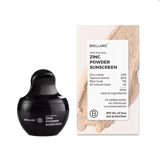 Brill-Are's Zinc Powder Sunscreen SPF 50 Ivory 01 Matte Finish No White Cast UVA/UVB Protection 4g