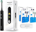 NB-1 LCD Screen Electirc Toothbrush5 Modes 5 intensities &amp DIY ModeRechargeable Sonic Electric Power Toothbrush for AdultBlack- 8 Brush Heads &amp Travel Case