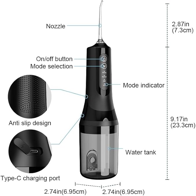 Water Flosser Cordless with 260ML Removable Tank 4 Cleaning Modes Oral Irrigator for Braces and Sensitive Gums(White)