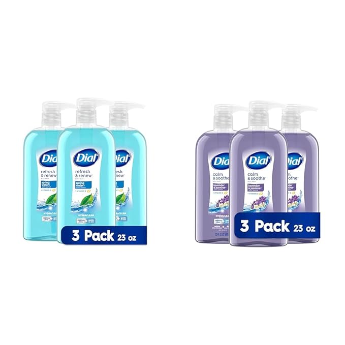 Dial Body Wash Refresh &amp Renew Spring Water 23 fl oz (Pack of 3) &amp Body Wash Calm &amp Soothe Lavender &amp Jasmine Scent 23 fl oz Pack of 3