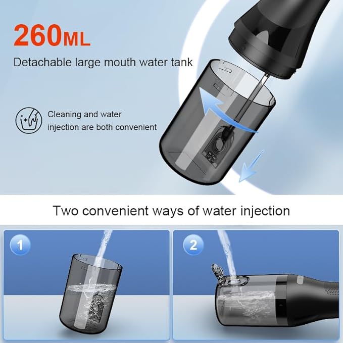 Water Flosser Cordless with 260ML Removable Tank 4 Cleaning Modes Oral Irrigator for Braces and Sensitive Gums(White)