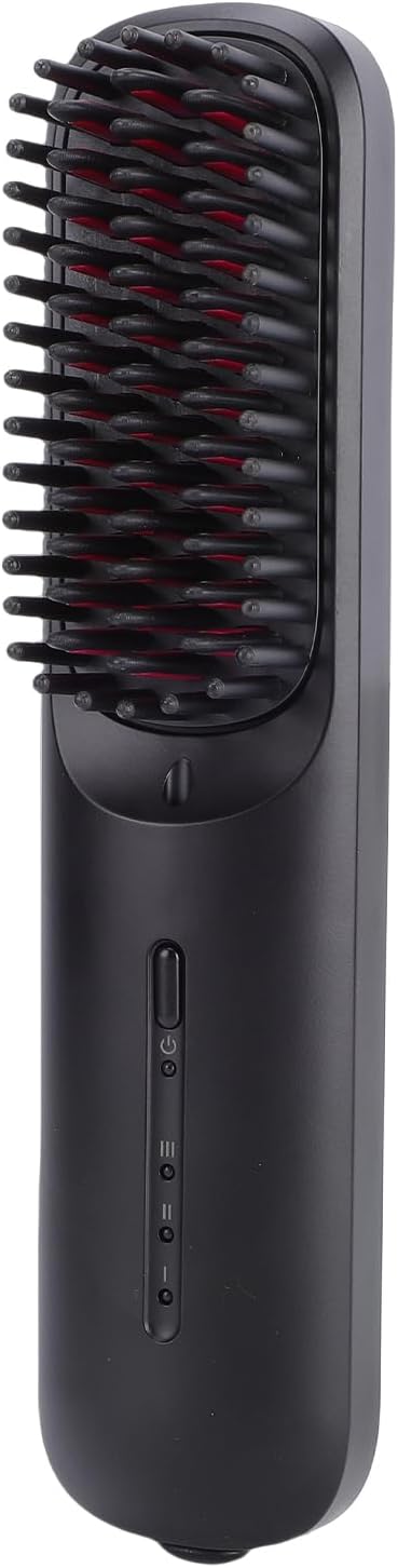 Yoidesu Cordless Hair Straightener BrushPortable Hair Straightener Comb with Negative Ion for Smoothing MCH Heating 3 Temperature Settings 6000mAh Rechargeable (Black)