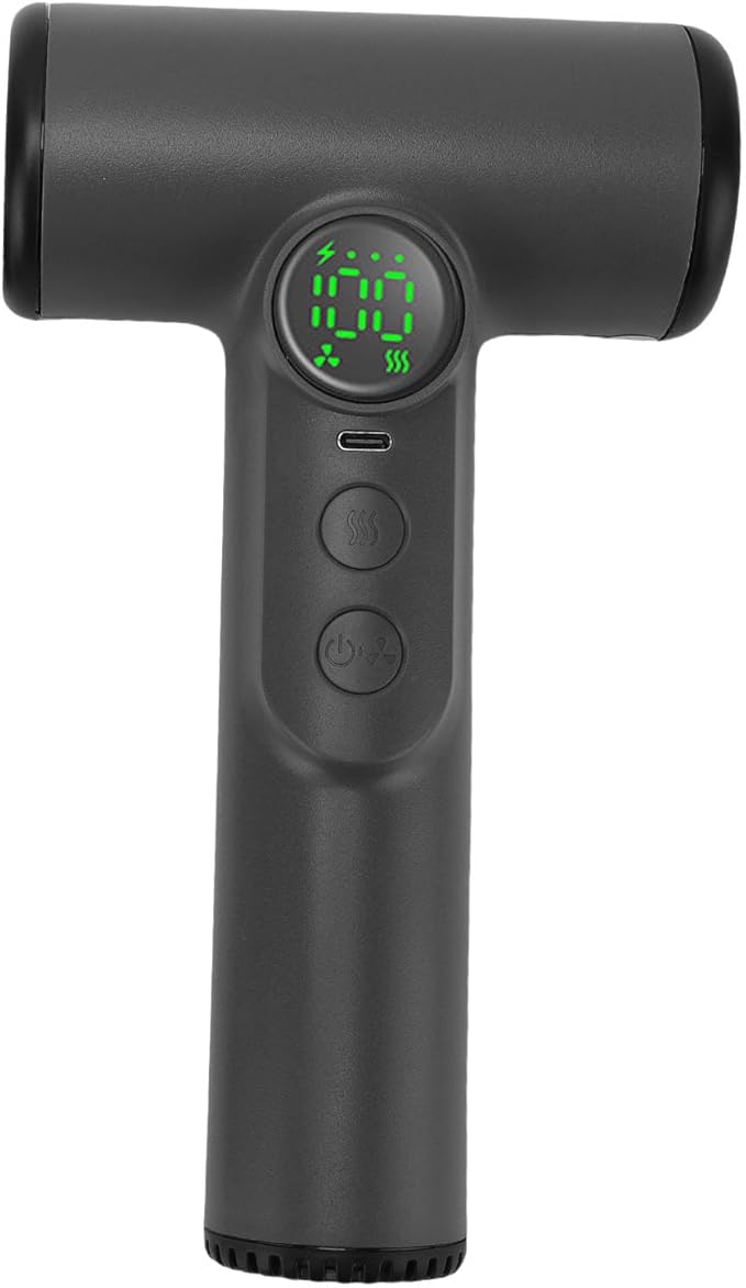 Cordless Hair Dryer 15600mAh Ionic Blow Dryer Fast Drying Low Noise Gentle Airflow 4 Mode Portable Hair Blow Dryers for Women Kids Outdoor Camping Beaches (Dark Gray)