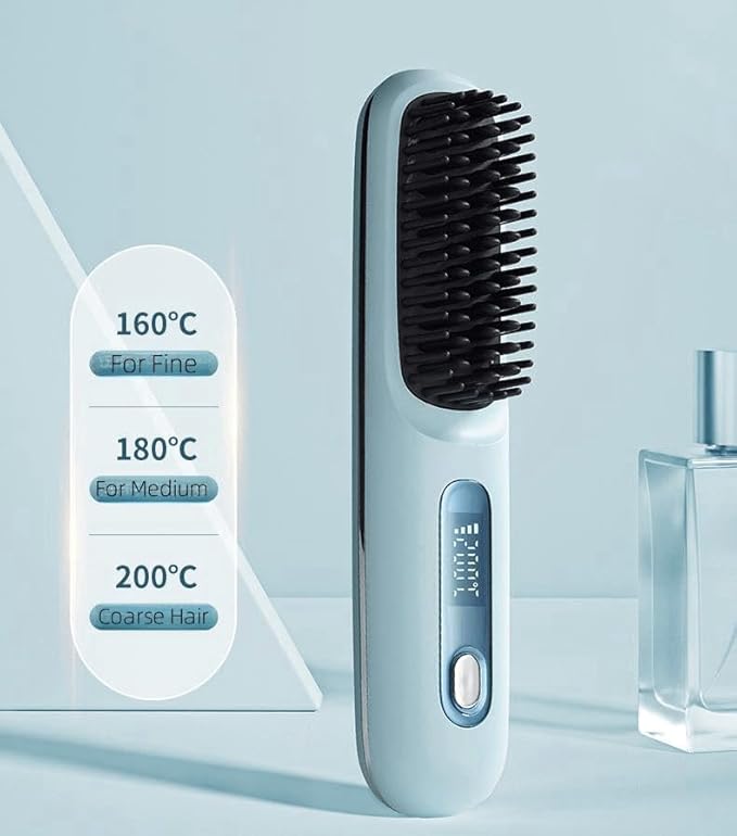 Protable Straightener Hair Brush Comb Fast Heating Hair Brush Anion Hair Straightener Comb for Travel Home Temperature Display