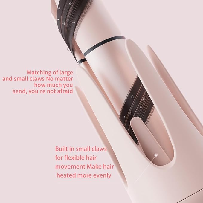 4-in-1 Automatic Curling Iron Multifunctional with 1 - 1.57 Interchangeable Barrel Salon Curls Waves Hair Straightener Brush for All Hair Lengths (Pink 4in1)