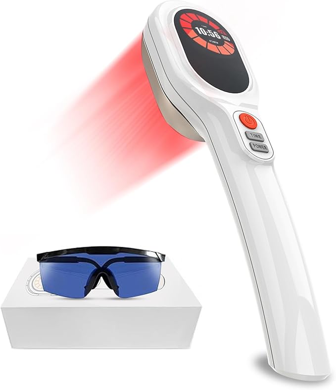 Cold Light Therapy Device – Portable Red Laser for Pain Relief | Infrared &amp Red Light Therapy Wand Targets Joints Muscles Back Knees(6x808nm +15x650nm)