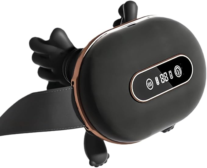SALAN Heat Therapy Neck and Shoulder Massager Deep Muscle Tissue Massage Bionic Fingers Real Pressure-Sensitive FeedbackPortable Wireless Relax Anytime and Anywhere (Black)