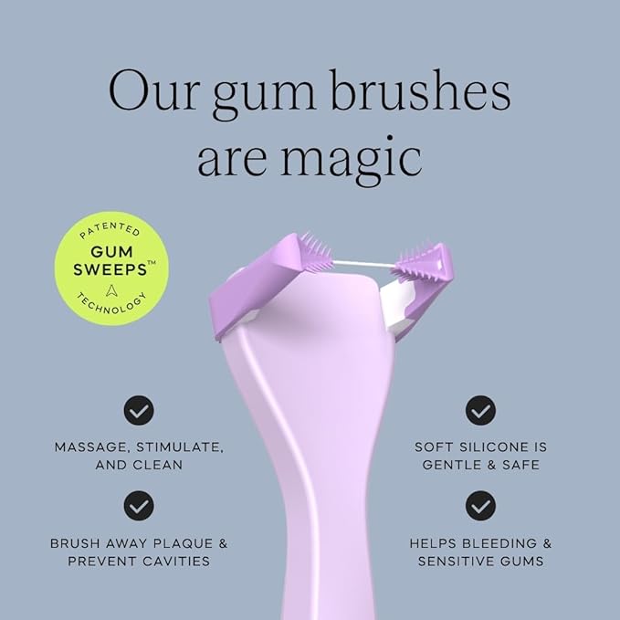 Slate Flosser Mini - Reusable Floss Pick with Gum Brush &amp Tongue Scraper Dentist-Invented PFAS/PTFE-Free Travel-Ready | Lilac Mini Flosser 2-Pack