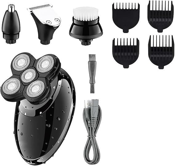 Electric Shavers for Bald Men 4 in 1 Electric Shaver Beard Trimmer Razor Nose Trimmer Grooming Kit Waterproof Rechargeable Shaving Machine for Men