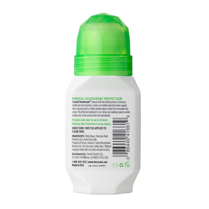 Crystal Mineral Deodorant Roll-On Vanilla Jasmine 2.25 oz (Pack of 4)