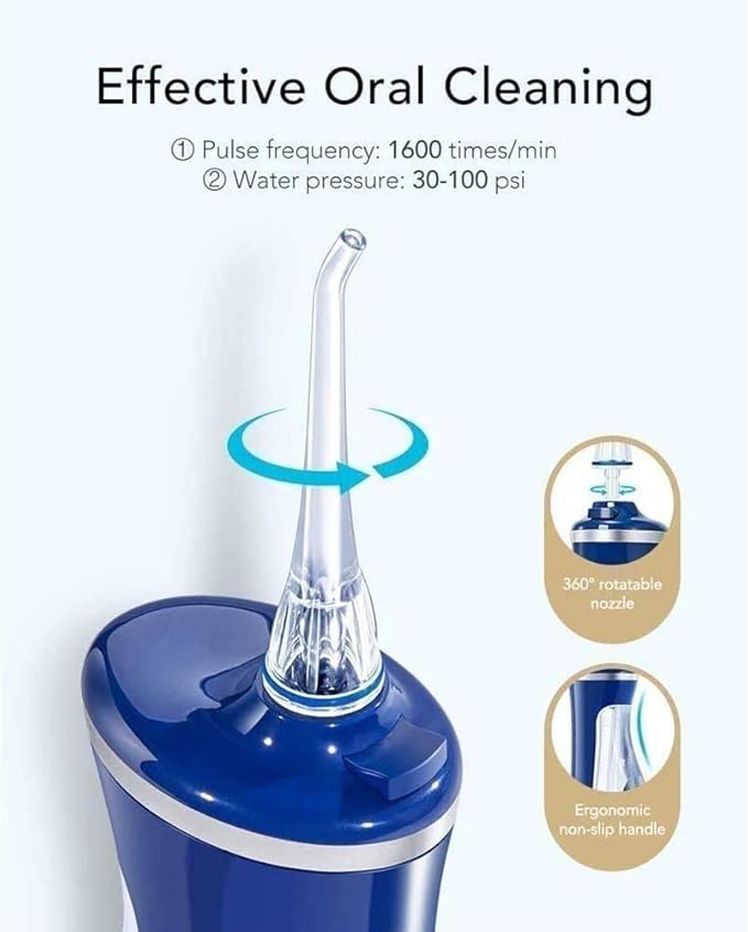 Water Flosser Portable Dental Oral Irrigator with 4 Modes Rechargeable Waterproof Teeth Cleaner for Home and Travel -220ml Detachable Reservoir