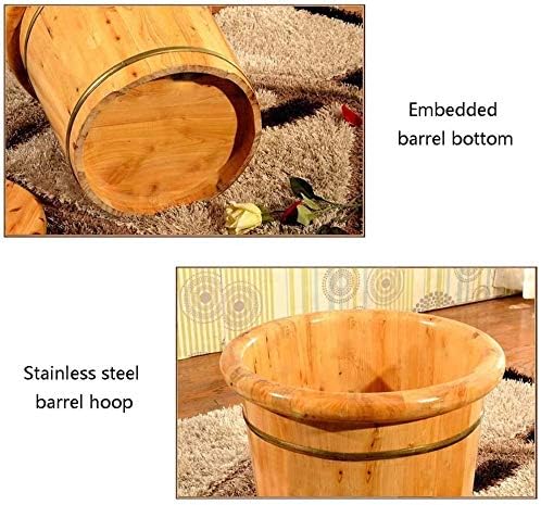 Foot Tub Wooden Foot Basin Household Gift Foot Soaker TubWooden Foot Soak Tub FootbathWooden Foot Bath Barrel Wooden Household Durable Foot Washing Bucket Foot Tub Solid Wood Foot Bath (Size : 40cm