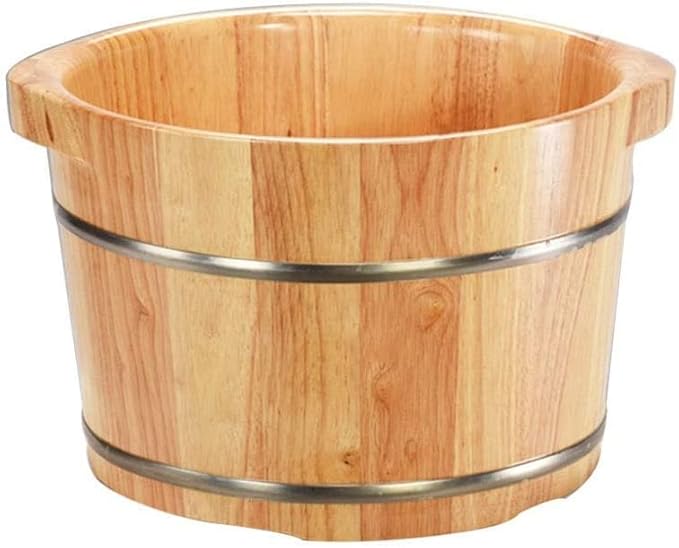 Foot Bath Barrel/Foot Tub Solid Wood Natural Thicken Foot Spa Wooden Tub with Cover Massage Beads Foot Massage Basin for Soothe Relax Tired Feet Salon Massager Tub (Size : B)