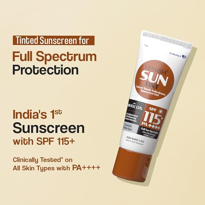 Ven.usia Tinted sunscreen SPF115I Full spectrum protection I UVA UVB Blue light protect I with Anti-oxidant I Sweat &amp water resistant I No white cast I clinically tested for all skin types I 50