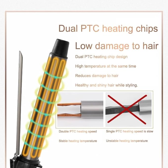 DONGXIAO 32MM Barrel Curling Iron Curler for Long Hair Rotating Electric Curling Iron Curling Iron Fast Heating Up to 220°C Permanent Tools Curling Iron Curler for Short Hair (Size:16MM)