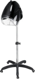 1000W Professional Hooded Hair DryerStanding Blow Hair Dryer with Cap and WheelsTemperature and time are AdjustableSuitable for Salon and Home (Black-Stainless Steel Column)