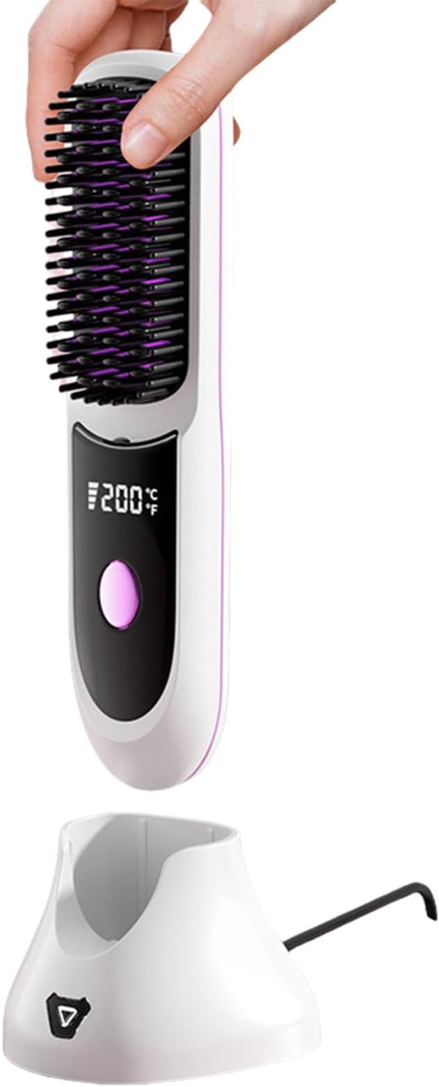 Hair Straightener Brush Electric Straightening Comb Rechargeable Portable Straightener Rechargeable Hair Comb