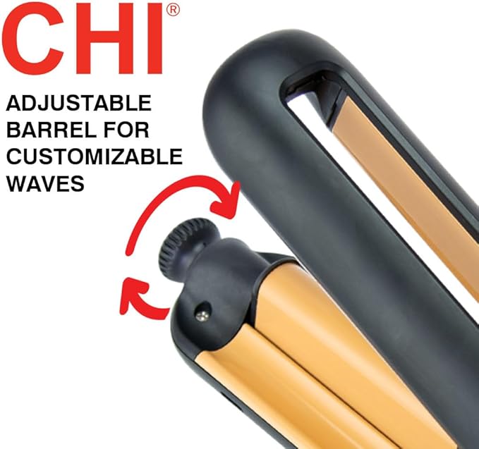 CHI Multi-Wave Styler Hair Waver With Adjustable Barrel For Customizable Waves Reduces Frizz &amp Increases Shine Black