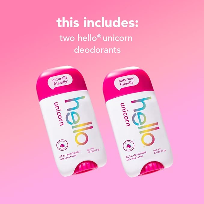 hello Unicorn Aluminum Free Deodorant for Women Girls Safe for Kids Dermatologically tested &amp Variety (Unicorn Strawberry Dragon) Fluoride Kids Toothpaste Anticavity Natural Flavors
