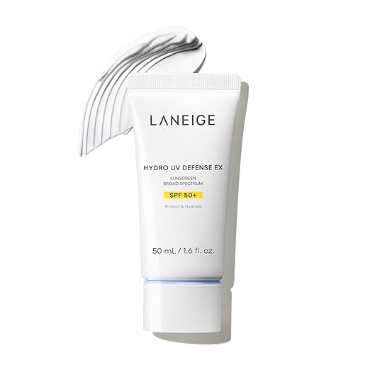 LANEIGE Hydro UV Defense Sunscreen SPF 50+ Hypoallergenic &amp Dermatologist-Tested Korean Broad Spectrum Sun Protection with No White Cast