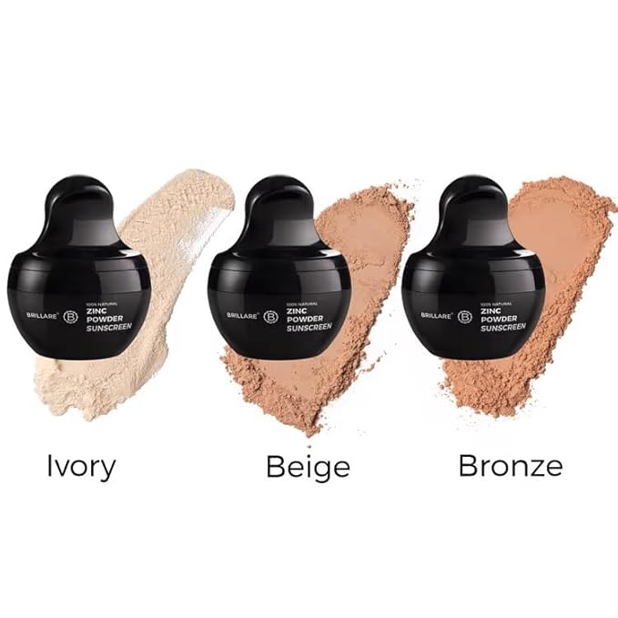 Brill-Are's Zinc Powder Sunscreen SPF 50 Ivory 01 Matte Finish No White Cast UVA/UVB Protection 4g