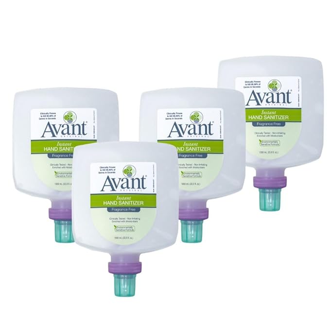 Avant® Original Fragrence Free Gel Hand Sanitizer Eco-Flex Bulk Refills 1000ml 4-Pack