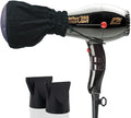 Parlux 385 Black Powerlight Ionic &amp Ceramic Hair Dryer + M Hair Designs Metal Mesh Diffuser (Bundle) – Lightweight Fast-Drying Frizz-Control Blow Dryer for Salon-Quality Styling