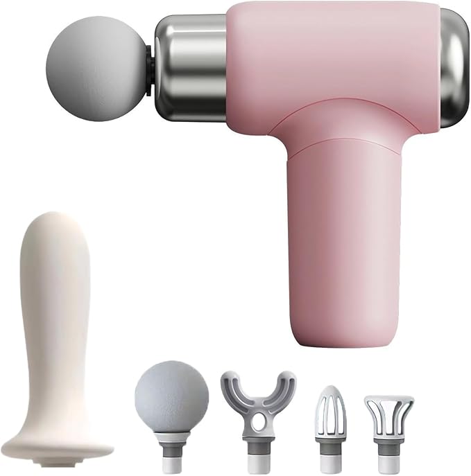 Mini Massage Gun Powerful Fascial Gun Portable Deep Tissue Percussion Muscle Back Head Massager for Pain Relief with 5 Massage Heads High-Intensity Vibration Rechargeable Small Best Gifts for Dad Mom