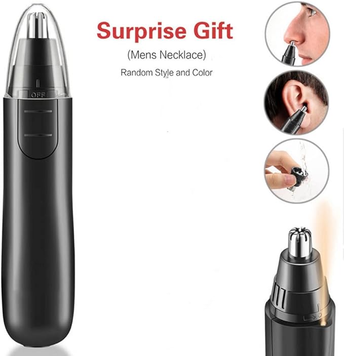 Ear and Nose Hair Trimmer Clipper - Painless Eyebrow &amp Facial Hair Trimmer for Men Women Battery-Operated Trimmer with IPX7 Waterproof Easy to Clean