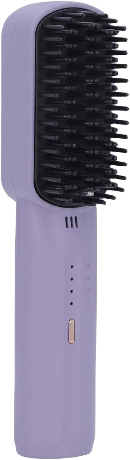 Brrnoo 2500mAh Hair Straightener Brush Fast Heating Portable Hair Straightening Comb with Built in Conditioner and 3 Adjustable Temperature Gears for Women (Purple)