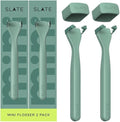 Slate Flosser Mini - Reusable Floss Pick with Gum Brush &amp Tongue Scraper Dentist-Invented PFAS/PTFE-Free Travel-Ready | Mint Nano-Hydroxyapatite (nHa) Mini Flosser 2-Pack