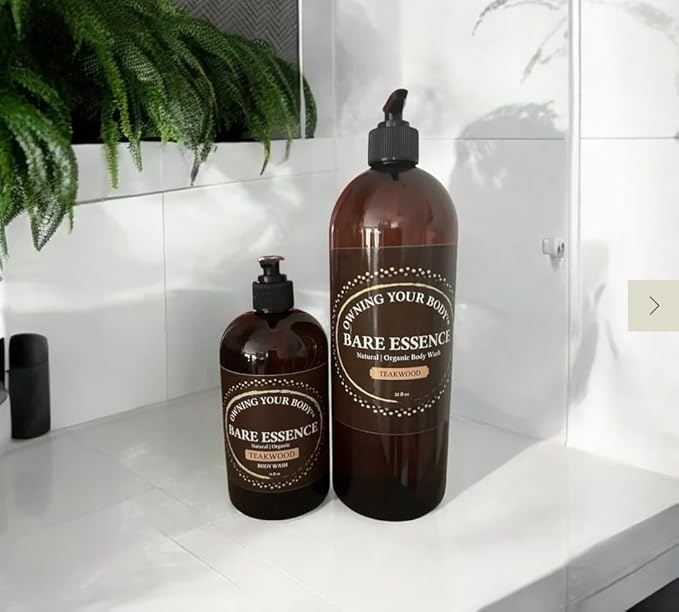 Bare Essence Natural Body Wash – Gentle Moisturizing Cleanser with Organic Ingredients – Nourishing Daily Shower Gel for Soft Healthy Skin (16 OZ Teakwood)