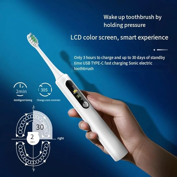 NB-1 LCD Screen Electirc Toothbrush5 Modes 5 intensities &amp DIY ModeRechargeable Sonic Electric Power Toothbrush for AdultWhite