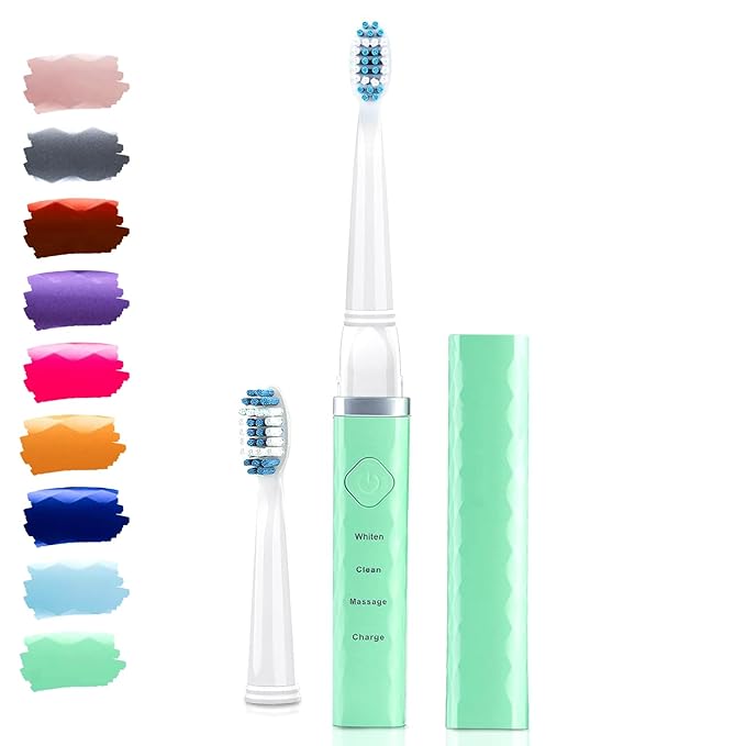 Pop Sonic USB Charge Anywhere Toothbrush(Green) - Rechargeable Toothbrush w/Up to 40000 Brush Strokes/Minute-Long-Lasting Dupont Nylon Bristles -Teens &amp Adult with Quadrant Pacer &amp Timer