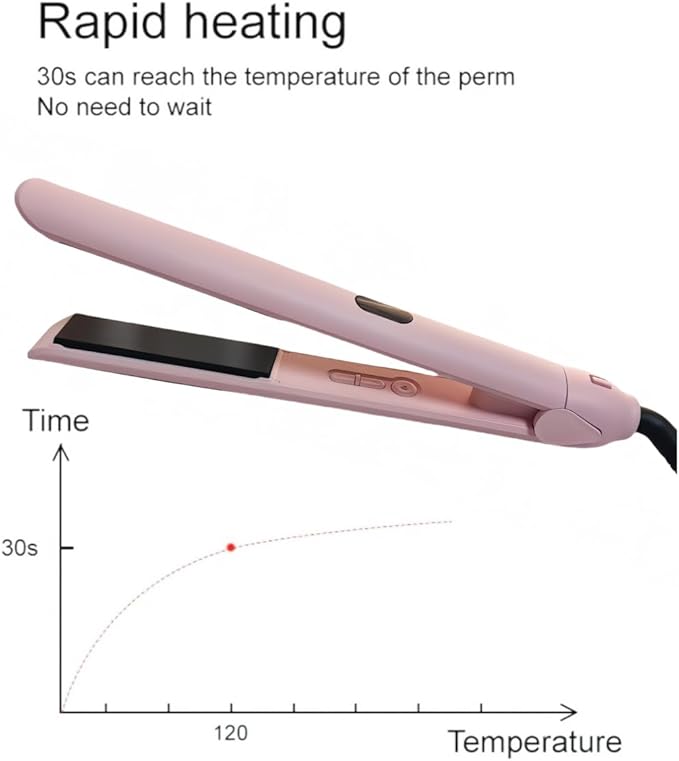 Professional Hair Straightener Black Titanium Flat Iron with LCD Display MCH Hot Plate 360-Degree Rotating Cord 2-in-1 Straightening and Curling (Light Pink)
