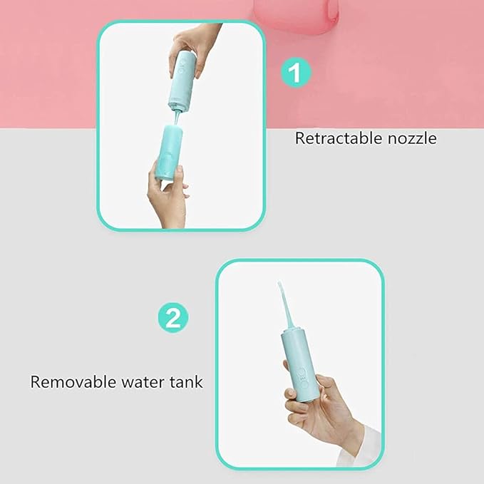 Electric Teeth Flusher Portable Household Intensity Adjustable Intelligent Oral Cleaner High-Frequency Pulse Lasting Battery Life Electric Tooth Punch (Color : Pink)