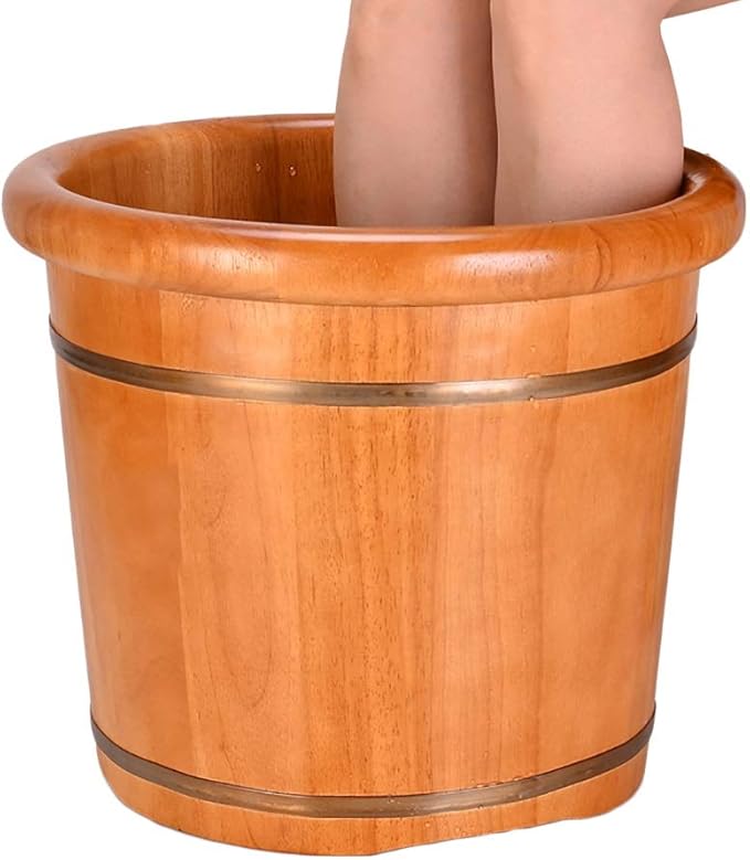 Katzowen Pedicure Foot Soak Tub Solid Wood Foot Tub Raised Wooden Foot Tub Wooden Foam Basin Foot Spa Household Wash Ba (Color : Foot Bath Without Cover)