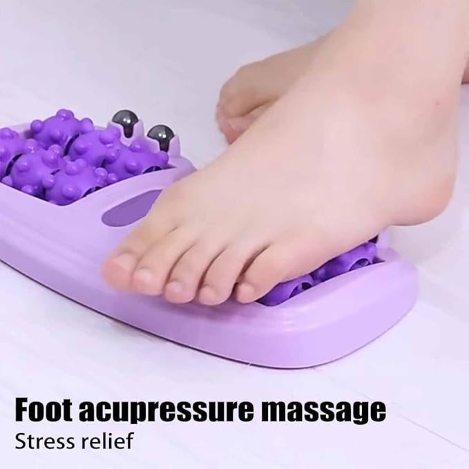Portable Double Foot Massage RollerFoot Roller MassagerDual Feet Rollers Acupressure MassagerStress ReliefFeet Massage Tool for Travel Home Office (Purple)