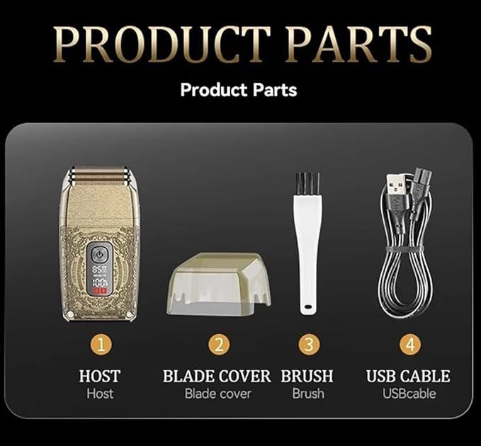 Men's Shaver Compound Three Knife Net Shaver Digital Display Electric Shaver Head Oil Head Gradient Shaver USB Charging