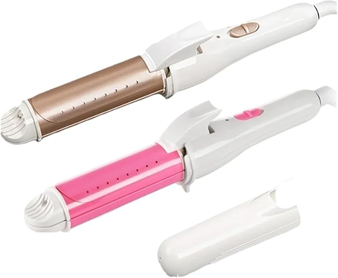 3-in-1 Gold Ceramic Hair Curling Iron - Professional Hair Curler Straightener &amp Heated Roller for Versatile Styling(DUS)