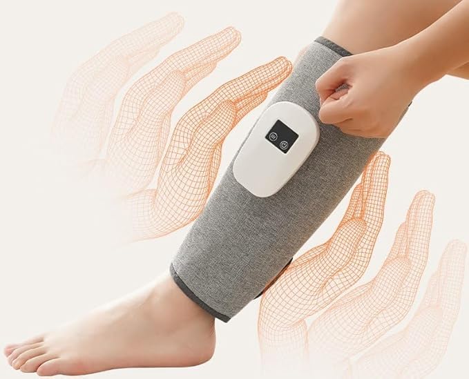 Portable Calf Massager with Adjustable Compression &amp Heat – Leg Wrap Massager for Circulation and Pain Relief – Rechargeable Adjustable Fit
