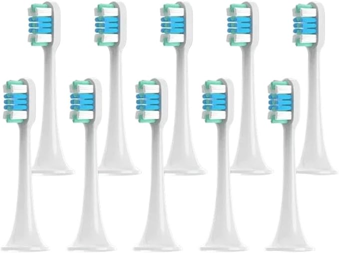 10PCS Electric Toothbrush Head Compatible for T300/T500/T700(10WhiteGreenBlue)