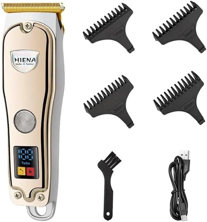 Razors Hiena HYN-008 Electric Hair Clipper Professional Hair Cutting Machine Hair Trimmer Cordless USB Rechargeable Men Beard Shaver(Glod)